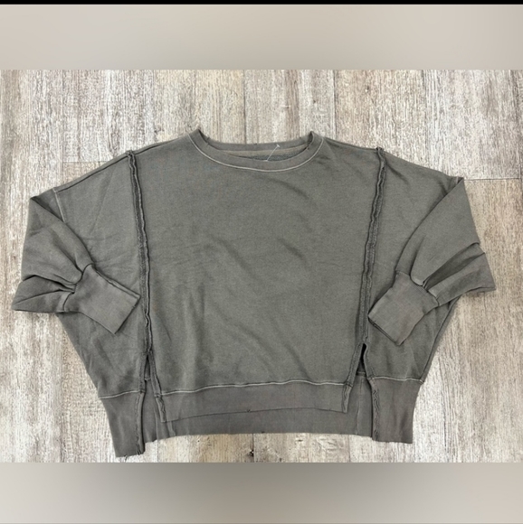 NWOT FREE PEOPLE CAMDEN Dolphin Gray OVERSIZED PULLOVER Sweatshirt - Picture 4 of 9
